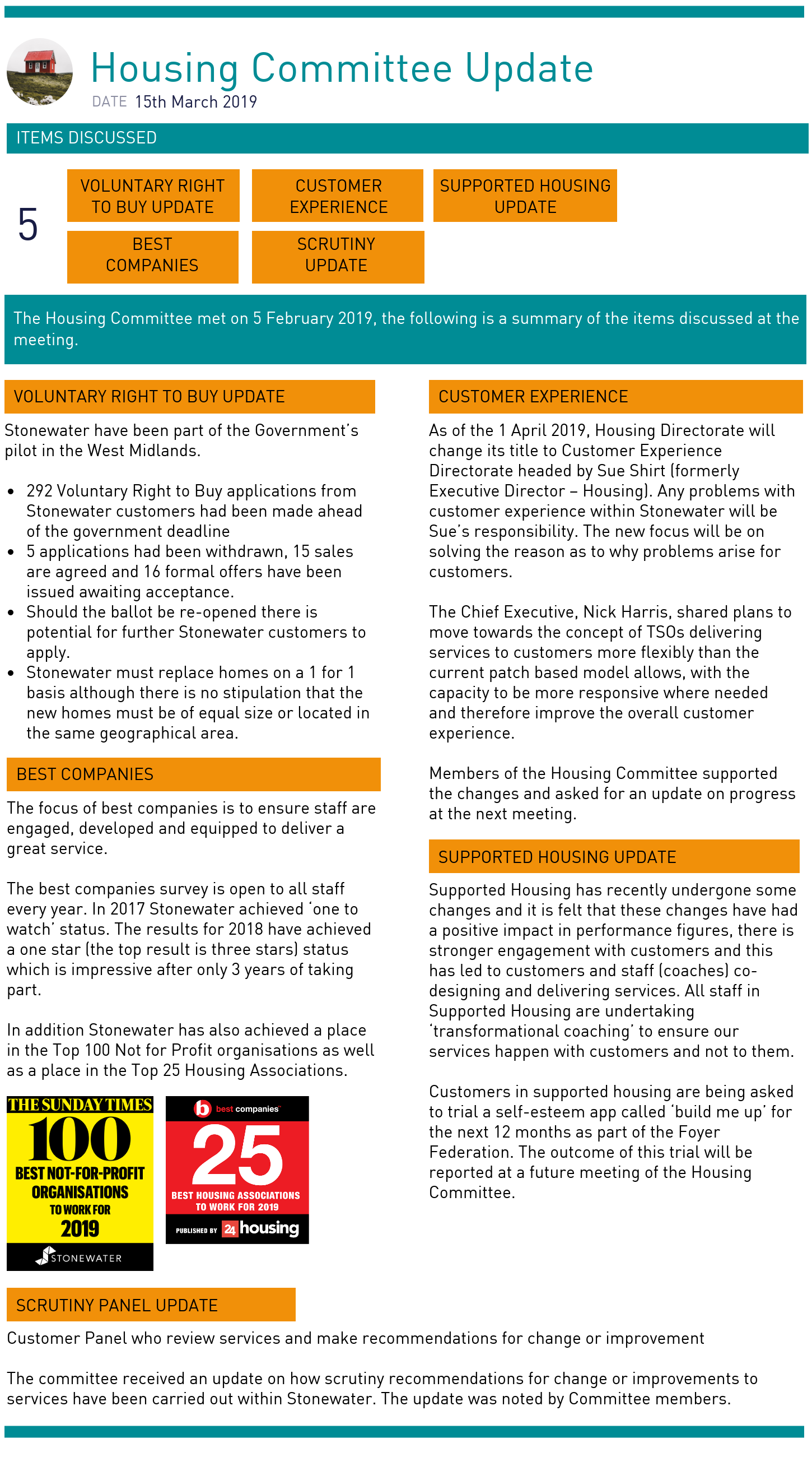 Housing Committee update - Feb19